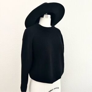 Wilfred Black Wool/Cotton Blend Crop Sweater